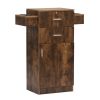 Locking Beauty Salon Station, Hair Styling Barber Station, Spa Salon Equipment with Small Cabinet, Pull-out Drawers, Dryer Holders, Rustic Brown