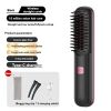 White wireless straight hair comb: super. Soft bristled brush, portable cordless design, USB charging, hidden heating, scalp massage, LED display scre