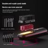 White wireless straight hair comb: super. Soft bristled brush, portable cordless design, USB charging, hidden heating, scalp massage, LED display scre