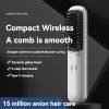 White wireless straight hair comb: super. Soft bristled brush, portable cordless design, USB charging, hidden heating, scalp massage, LED display scre