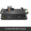VEVOR Black Wall Mount Styling Station Classic Locking 2 Drawers Storage Beauty Salon Equipment 5 Hair Dryer Holes Locking Cabinet for Beauty Salon or