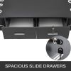 VEVOR Black Wall Mount Styling Station Classic Locking 2 Drawers Storage Beauty Salon Equipment 5 Hair Dryer Holes Locking Cabinet for Beauty Salon or